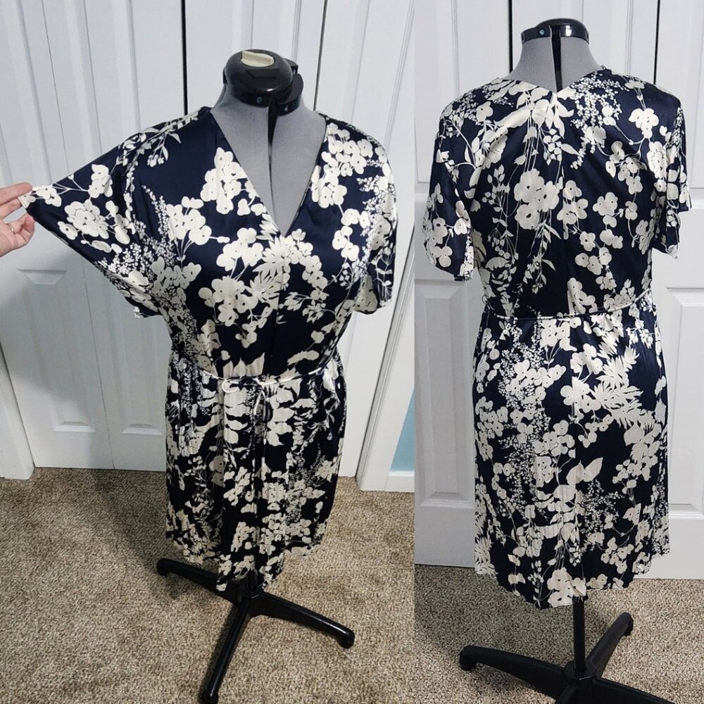 VINCE Arboretum Short-Sleeve Dress in Coastal Blue Size XXS EUC